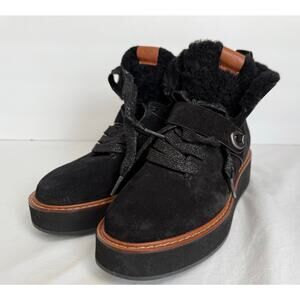 Coach Urban Hiker Boots Black Suede Shearling Womens Size 5B